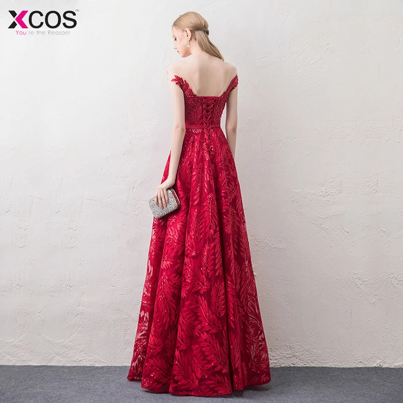 YIDINGZS-Wine-Red-Evening-Dress-Elegant-V-neck-Cap-Sleeve-Sequins-Beading-Party-Long-Evening-Dresses