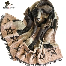 Marte Joven New Fashion Winter Knitted Scarf and Wrap for Women Fringed Brim Soft Warm