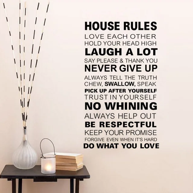 house rules vinyl quote wall decal family rule home decor living room