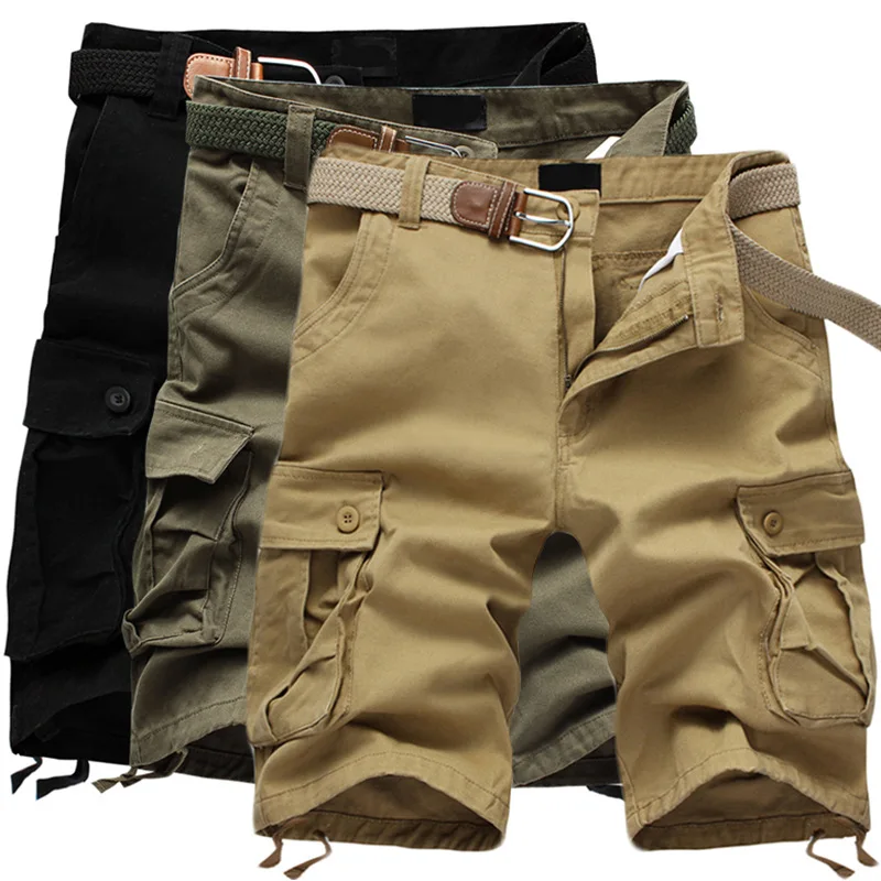 

Summer Men's Cargo Shorts Baggy Multi Pocket Military Zipper Casual Short Plus Size 44 Breeches Male Tactical Shorts Trousers
