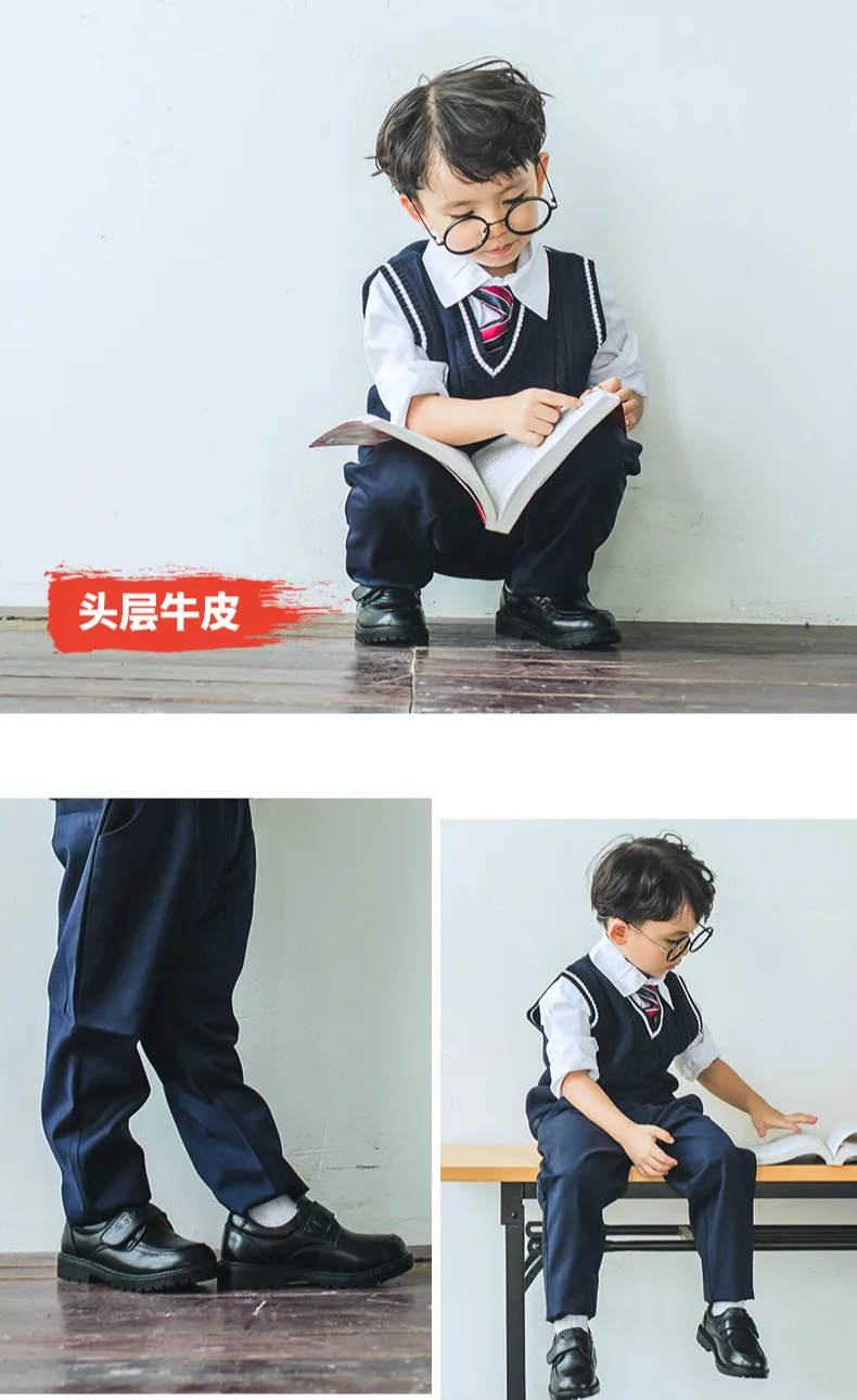 Новая детская обувь Студенческая модная маленькая обувь черная кожаная обувь Белая обувь высокого качества