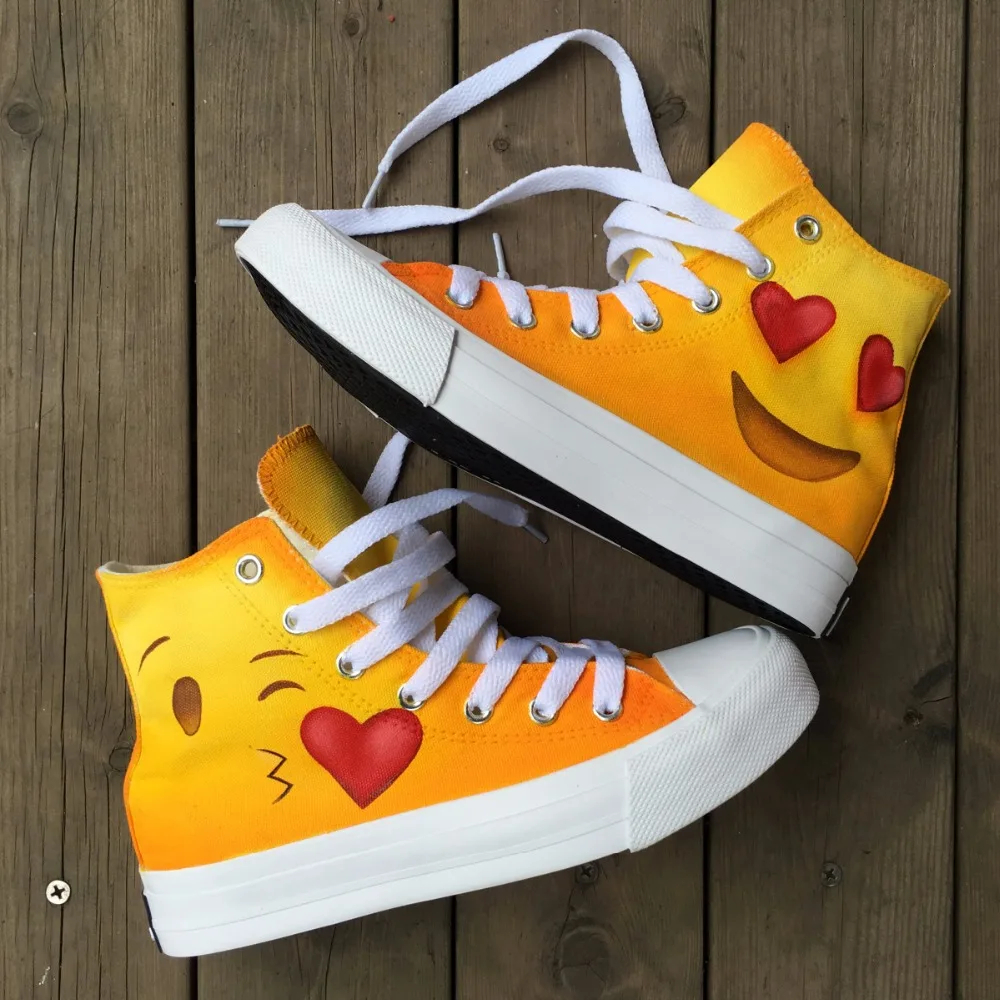 Wen Unisex Design Hand Painted Sneakers Emoji Pattern