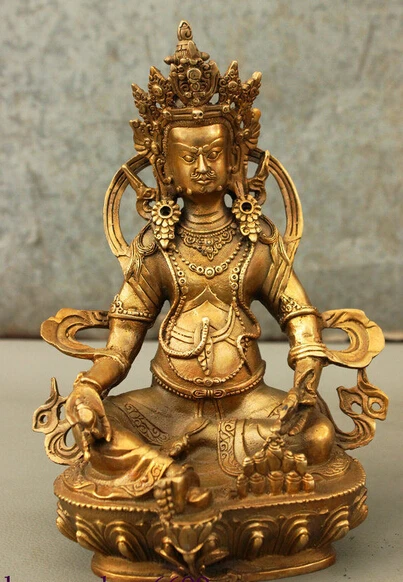 

007614 Tibet Tibetan Buddhism Bronze Gild Yellow Jambhala Mouse Wealth God Statue