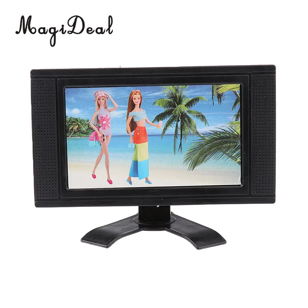Dollhouse Stylish Entertainment Family Room LCD TV 3 3/8 Inch for Dolls House Simulation Appliances Furniture Decor Acc