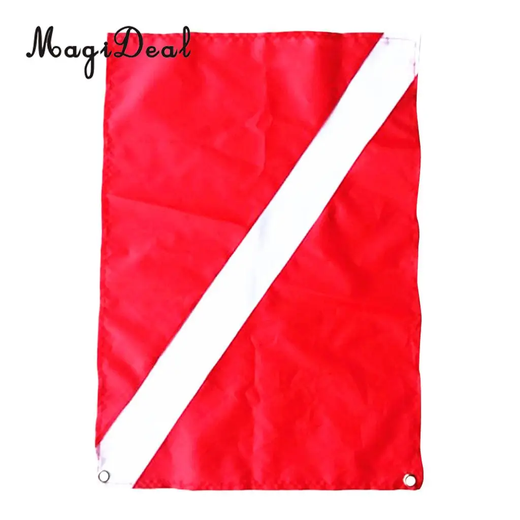 MagiDeal Heavy Duty Performance Red & White Polyester Diver Down Flag Scuba Diving Flag Kayak Boat Flag Safety Signal 50x35 cm