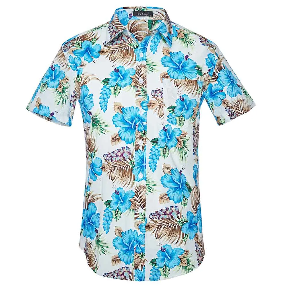 Новая летняя мужская рубашка, Стильные пляжные Гавайские рубашки с принтом пальмы, Повседневная гавайская рубашка с короткими рукавами, Chemise Homme, размер США - Цвет: GD025-10
