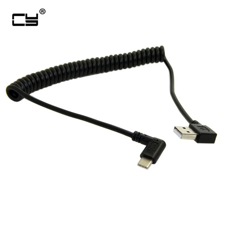 

1M 100CM 3FT Stretch USB-C USB 3.1 type c Type-C Angle male to Right Angled 90 Degree USB 2.0 A male spring Data Cable cord