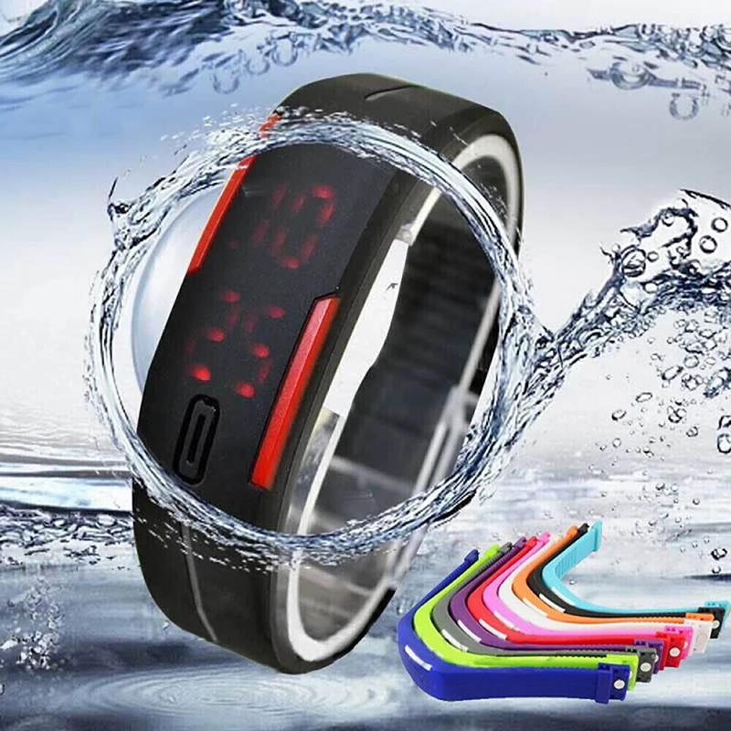 Simple Men Women Smart Watches Fashion Sports Outdoor Fitness Clock Shellhard Silicone Band LED Display Touch Digital Wristwatch