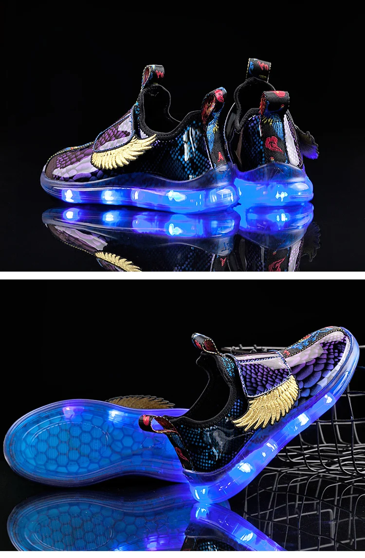 Size 26-37 New Summer Led Fiber Optic Shoes for girls boys USB Recharge glowing Sneakers Man light up shoes High Quality