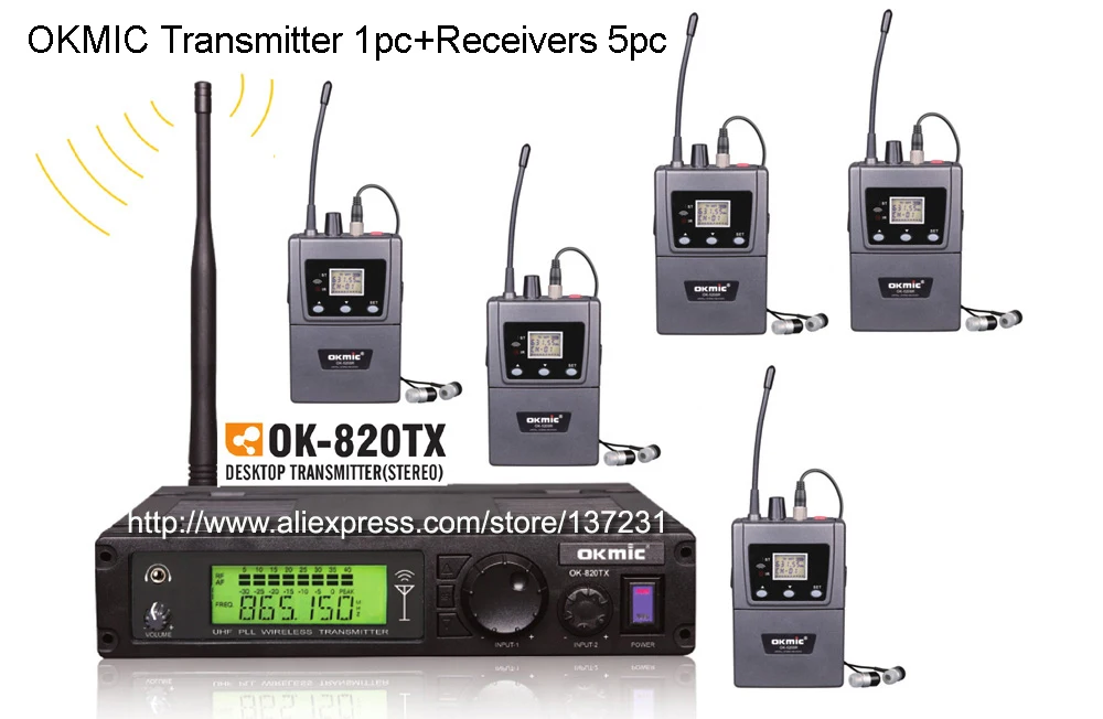 New okmic 1 transmitter ok 820TX with 5 receivers ok 5200R Stereo