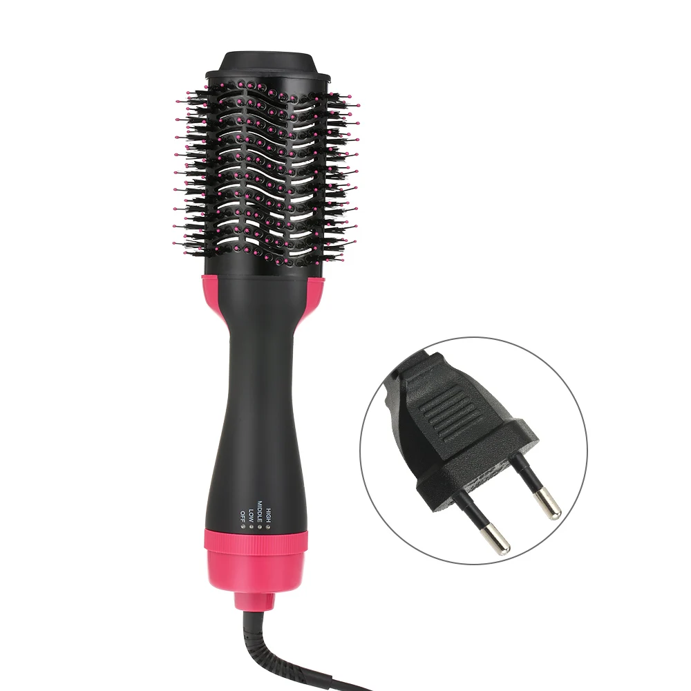 3 в 1 электрический фен для волос и щипцы для завивки волос вращающаяся щетка фен Инструменты для укладки волос Горячая воздушная щетка для завивки волос - Цвет: Rose red EU Plug
