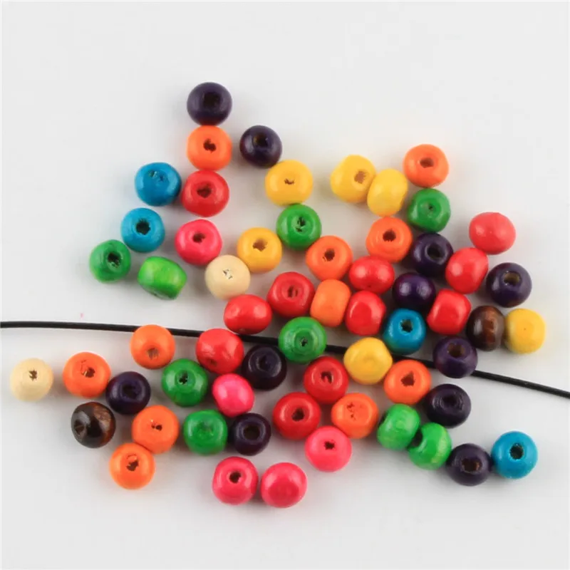 

600pcs Wooden Beads 6mm Flat Round Shape Wood Beads Multicolor mix Beads for Jewelry Making DIY