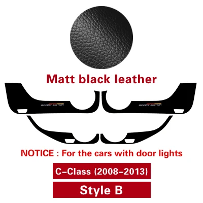 TPIC Автомобильная дверь анти-удар колодки наклейки ультра-тонкая кожа ПВХ защита двери боковой край пленка для Mercedes w204 w205 w213 C E класс - Название цвета: Style B Matt black