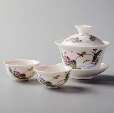High Quality Gai wan tea set Bone China Tea Sets porcelain teapot tea set for travel Beautiful and easy kettle with 2 cups
