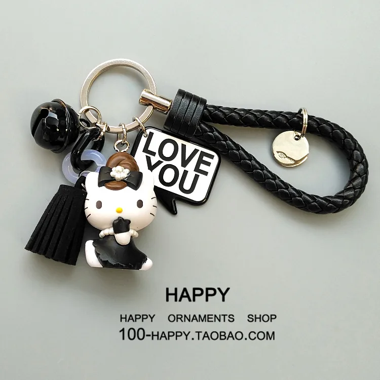

Keychain Korea Originality Hello Kitty Cat Chain Woman Fund Bag Automobile Pendant Decorate Key Buckle Lovely Gift