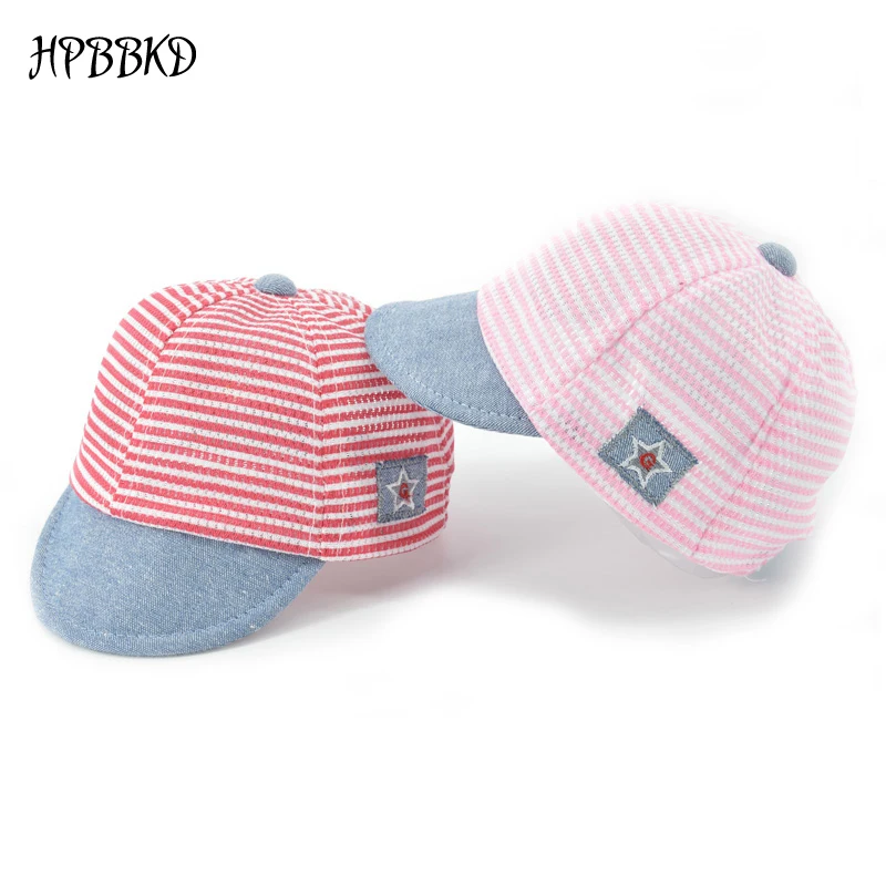 

HPBBKD Cotton Infant Baby Hats Cute Casual Striped Soft Eaves Kids Baseball Cap Baby Boy and Girls Sun Protect Hat Caps XH-031