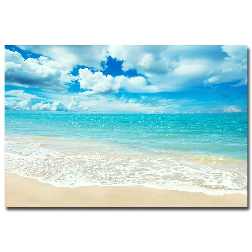 NICOLESHENTING Закат-тропический пляж океан морские волны Искусство Шелковый плакат печать горизонт пейзаж настенные картины декор комнаты 006 - Цвет: Picture 6
