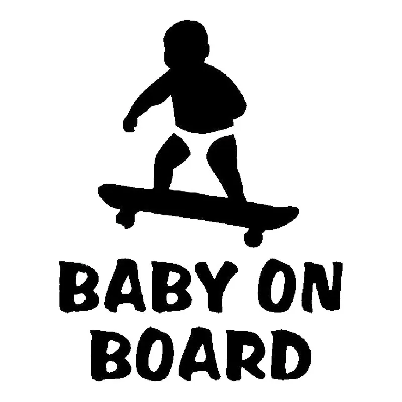 

14*17.8CM BABY ON BOARD Fashion Surfing Boy Vinyl Car Styling Decal Car Sticker Accessories Black/Silver C9-2356
