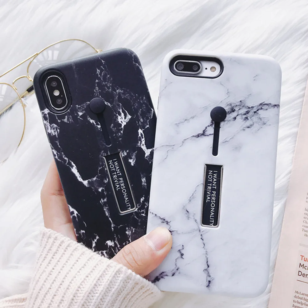 For iphone 6 6s 7 8 Plus X Marble Flower Flamingo Soft silicon Ring Phone Case For iphone 6 Case Hide Stand Holder Cover