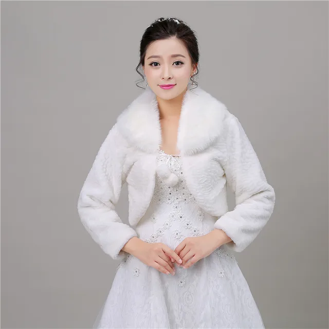 Price New Hot Sale Faux Fur Wedding Wrap Bolero Jackets Bridal Coat Cape Cloak Shawls Scarves In Stock Shoulder is 42cm