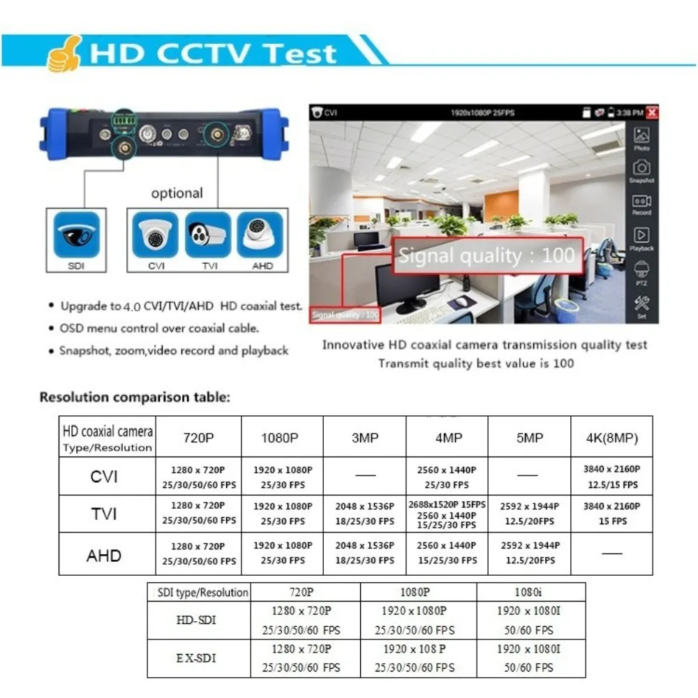 9800 плюс 4 к H.265/H.264 CCTV тестер монитор 8MP CVI TVI AHD SDI аналоговый IP камера тестер(мультиметр, TDR, кабель tracer опционально