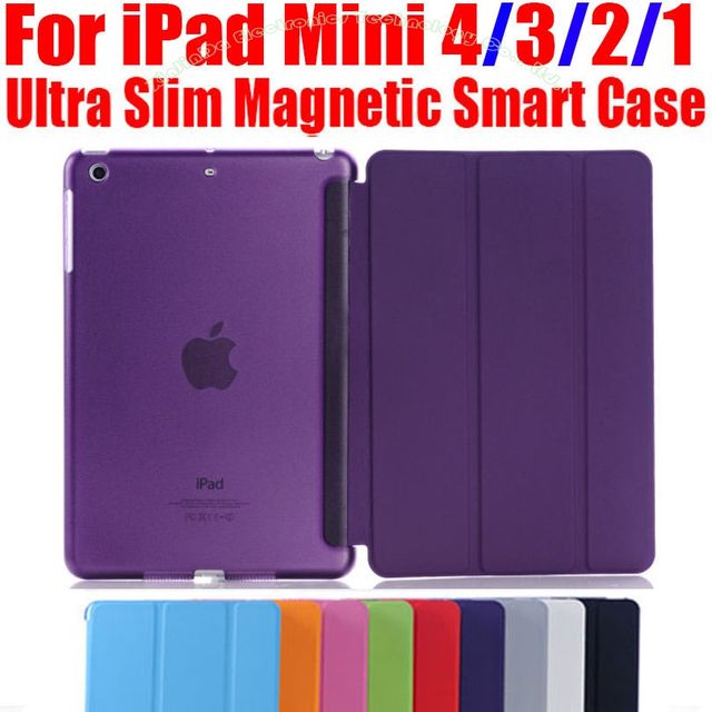 Smart Cover For iPad Mini4 Ultra Slim PU Leather Case + PC translucent back case for Apple ipad mini 4 3 2 1 IM401