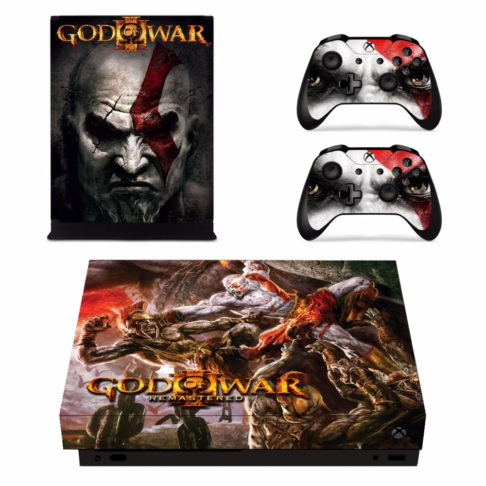 Игра God Of War кожи Стикеры наклейка для Microsoft Xbox One X консоли и 2 Пульты ДУ для игровых приставок для Xbox One X шкуры Стикеры винил