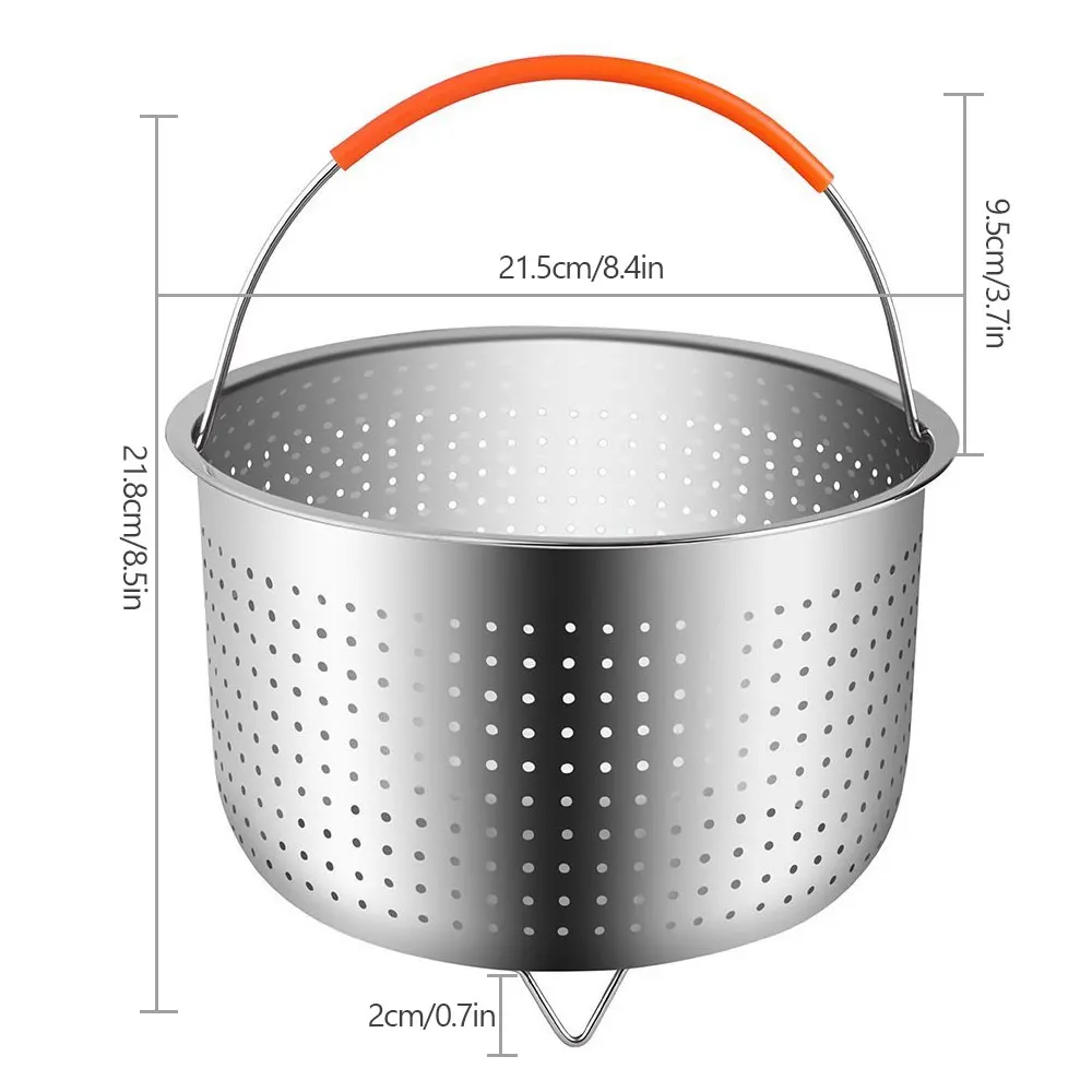 304 нержавеющая сталь Пароварка вставка с силиконовой крытой ручкой, отлично подходит для пароварки овощей, прочная пароварка корзина