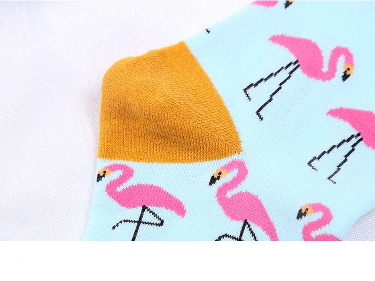 Модные унисекс женские и мужские хлопковые Необычные носки средней длины с принтом Фламинго теплые цветные мягкие Повседневные носки с принтом птицы