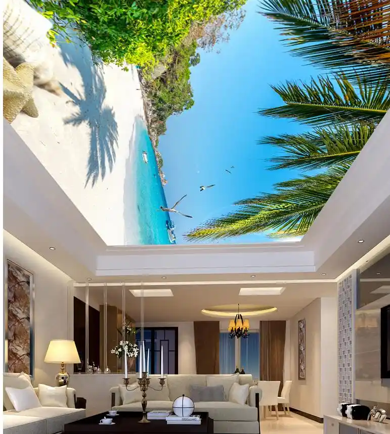 Papel Pintado Fotografico 3d Personalizado Techos Mar Playa Techo