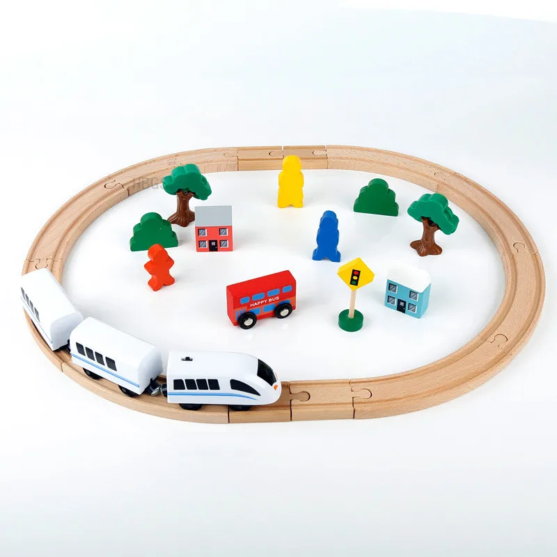 Полный набор деревянный поезд трек роскошный трек железная дорога игрушка bloques de - Цвет: Without Color Box