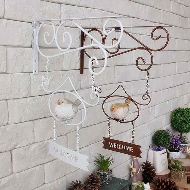Vintage Home Decor Cafe Clothing Wall Hanging Garden Vintage Home Decor Cafe Clothing Wall Hanging Garden Wind Wrought Iron Birds Welcome Tag