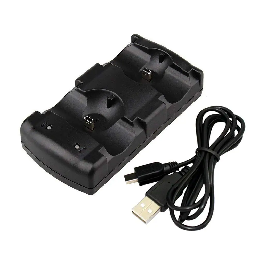 Мини светодиодный светильник быстрая зарядная станция с двумя USB подставкой зарядное устройство для playstation 3 для PS3 Move контроллер консоль черный с USB кабелем