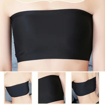 

Droppshiping Summer Women Sexy Tube Top Strapless Black Bandeau Sleeveless Sports Bra Underwear Wrap Chest dg88