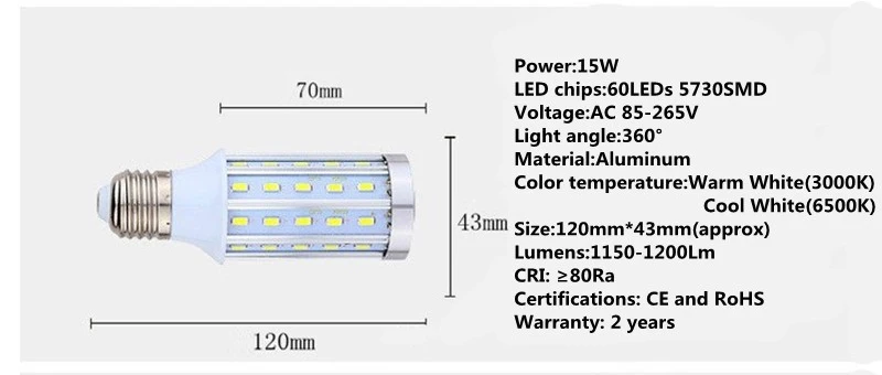 E27 E14 E40 5730 SMD светодиодный светильник типа «Кукуруза» с алюминиевой печатной платой, охлаждающий светодиодный светильник s, внутренний Точечный светильник без мерцания, 85 V-265 V 10W 15W 25W 40W 50W 80W