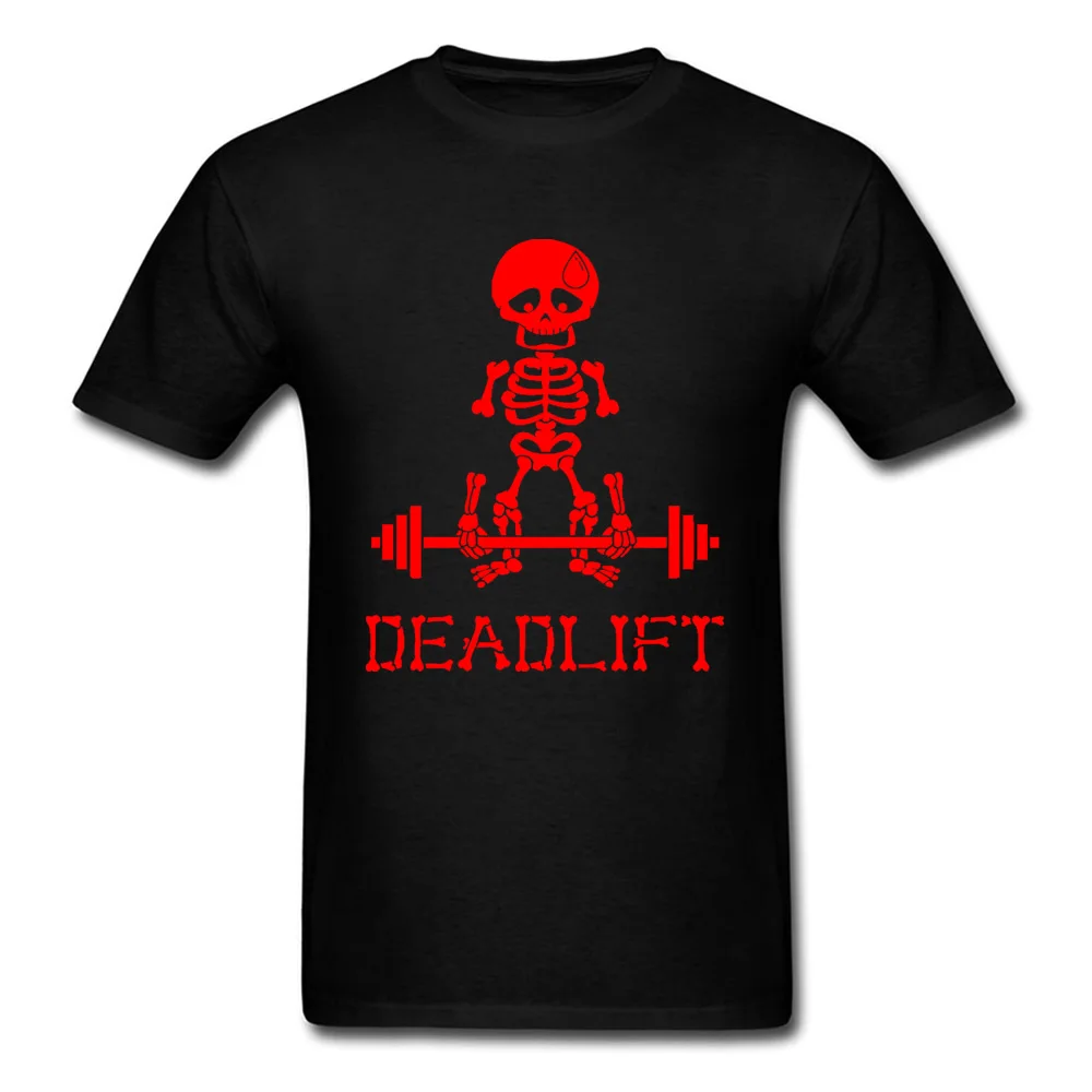 الكلاسيكية Deadlift الهيكل العظمي الوزن رافع الأحمر الجمجمة بارد T قميص رجل قوي رجل الاثقال اللمس عظام مضحك التي شيرت رجالي