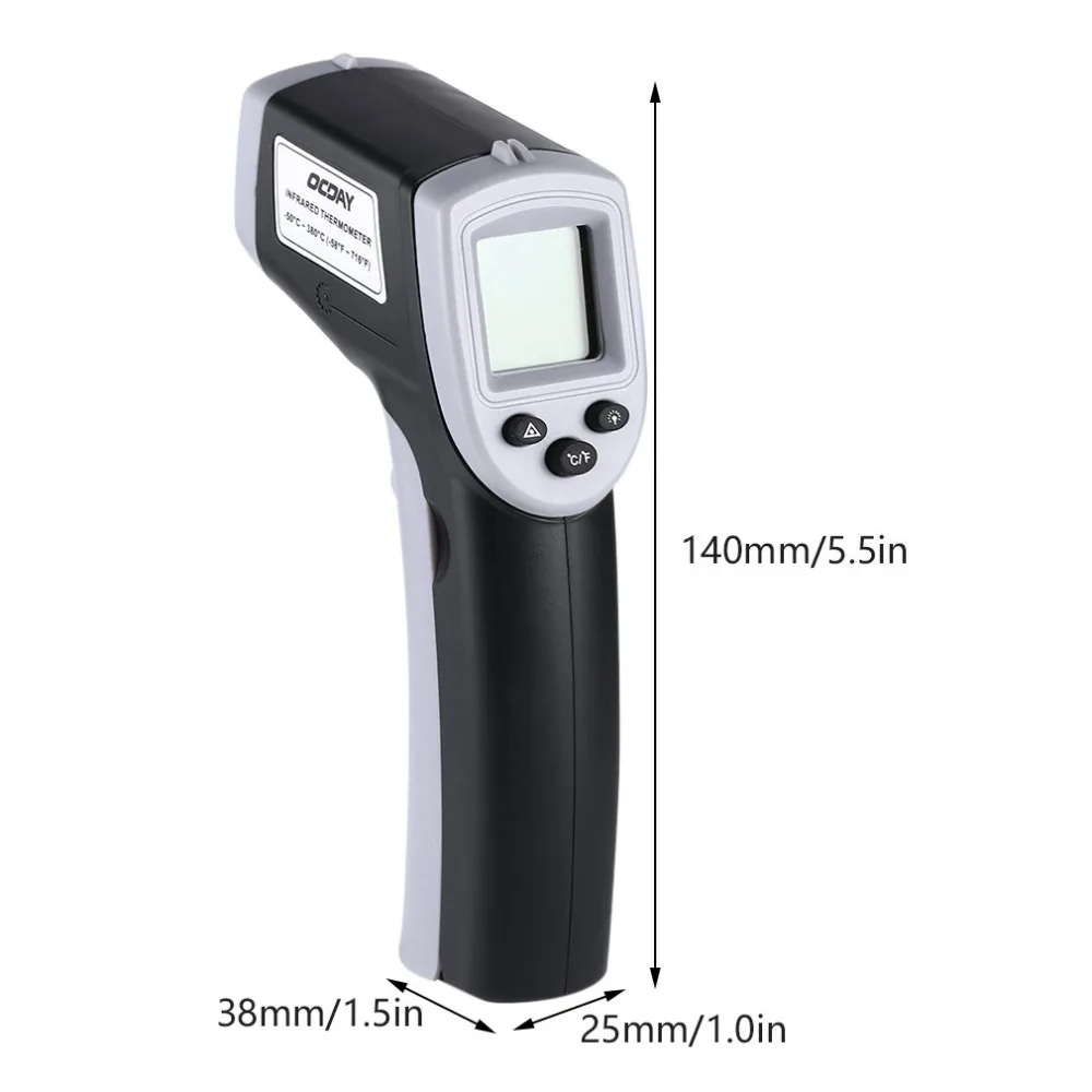 OCDAY Инфракрасный Бесконтактный лазерный термометр для Кухонный Термометр Авто промышленная точность чтения HD с подсветкой ЖК-дисплей