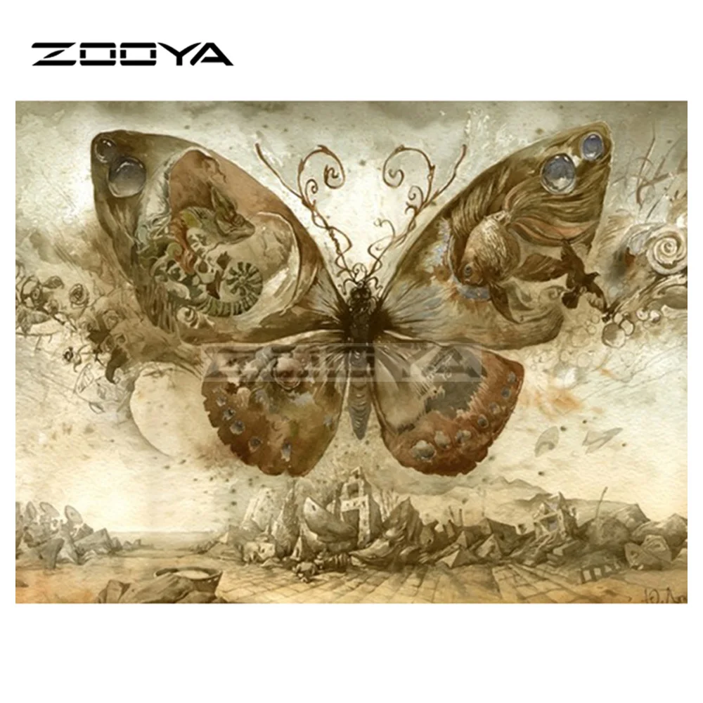 ZOOYA 5D DIY Алмазная вышивка серый винтажный замок Бабочка картина крестиком