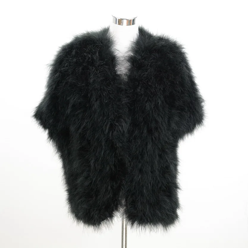 Jancoco Max, модный стиль, новинка, женское пончо из натурального страусиного пера или леди, меховая шаль из Турции, опт/розница, S1244 - Цвет: Black