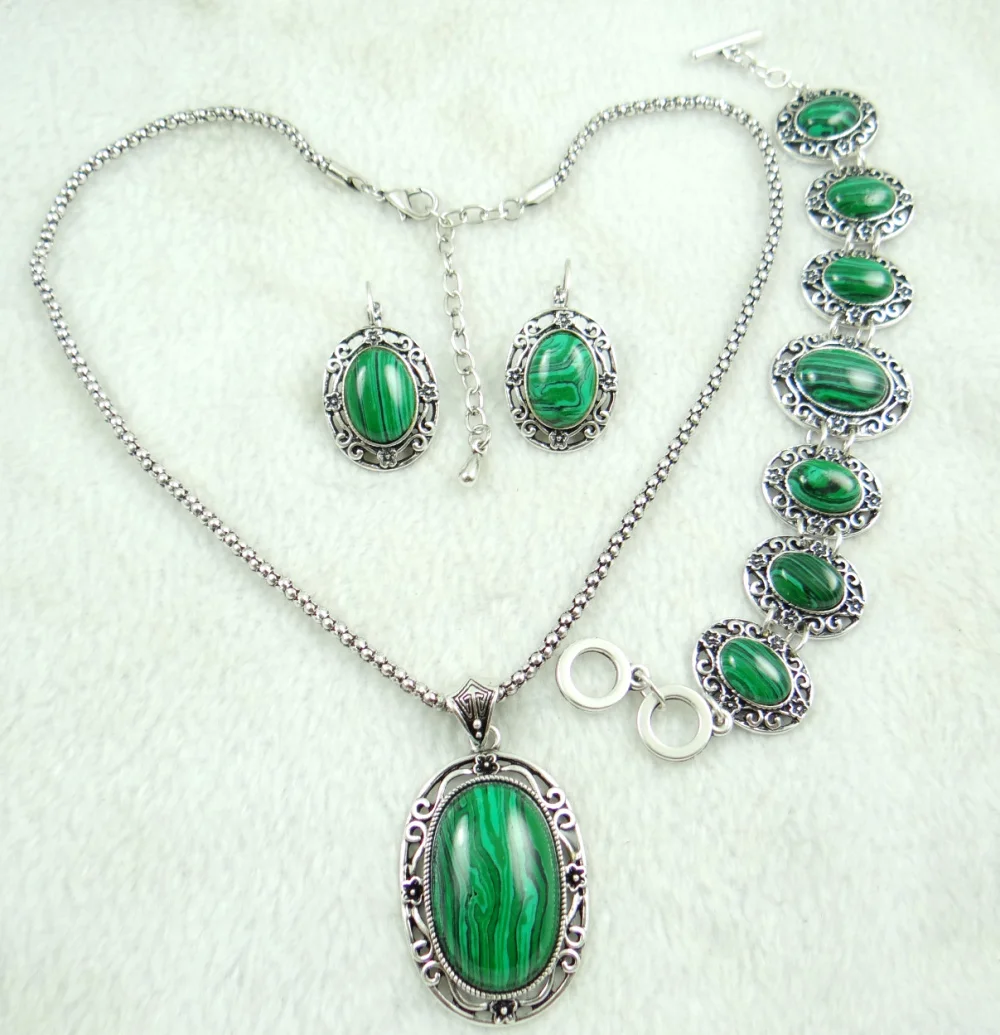 3 комплекта ожерелье и браслет из Малахита|jewellery necklace|necklace necklacegem necklace |