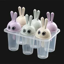 6 шт. формы для мороженого, Фруктового мороженого, инструменты для приготовления пищи, мультипликационный кролик, многоразовые формы для выпечки, сделай сам, замороженное мороженое, поп формы для выпечки
