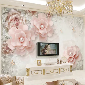 

Custom Photo Wallpaper 3D Stereo Pearl Flower Wall Painting European Style Living Room TV Bedroom Backdrop Wall Mural Home Decor