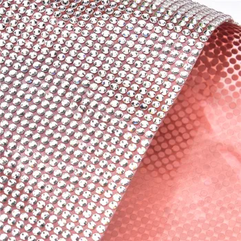 

Self adhesive Bling flat Glass SS8 rhinestone trim crystal beaded applique iron on strass mesh ribbon banding for diy decoration