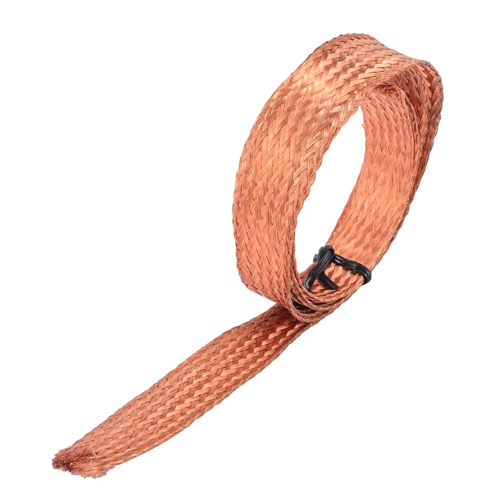 

High Flexibility Flat Pure Copper Braid Cable Braid Wire For Connecting Ground Lead 1m/3.3ft Length 15mm Width