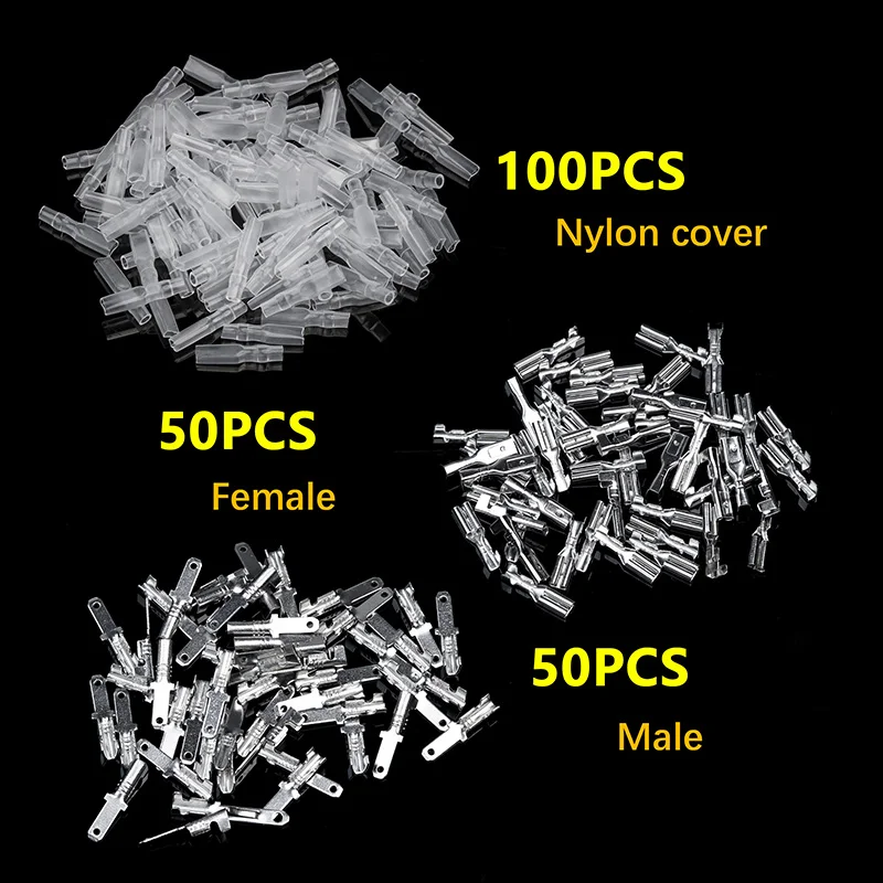 200 шт. 2,8 мм обжимные клеммы женский/Мужской Лопата электрические изоляционные рукава провода обертывание разъем комплект