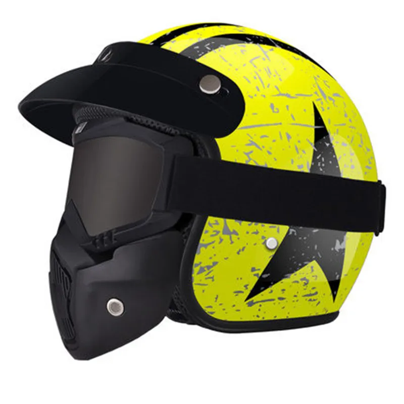 Мужской женский мотоциклетный шлем с полуоткрытым лицом велосипедный шлем 57 см-62 см пятиконечная звезда с козырьком мотоциклетный шлем