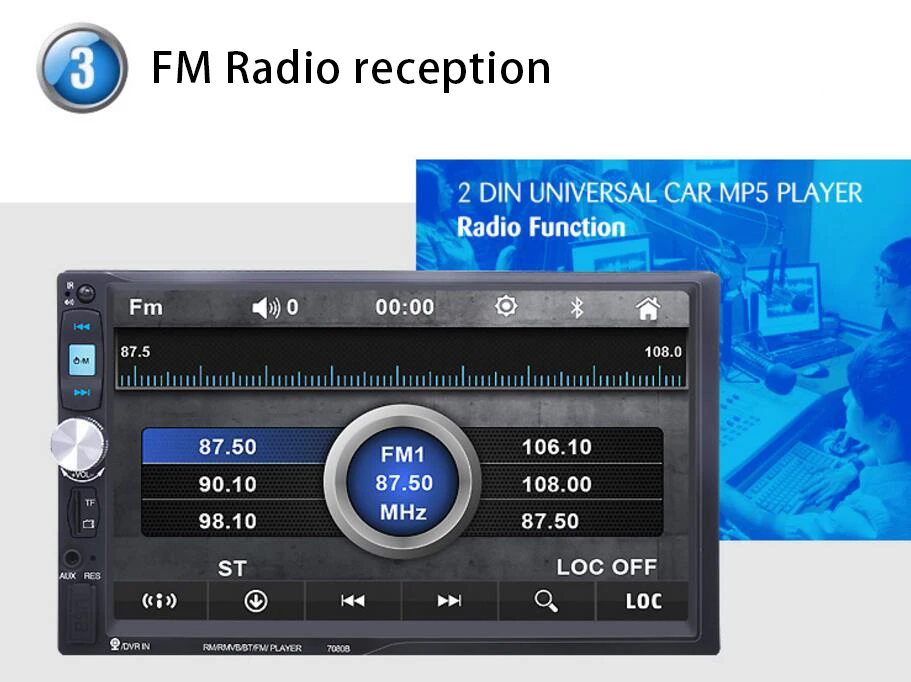 7 дюймов MP5 плеер Зеркало Ссылка экран Bluetooth стерео Автомагнитола FM USB TF 2DIN сенсорный экран зеркало для Android телефон задняя камера