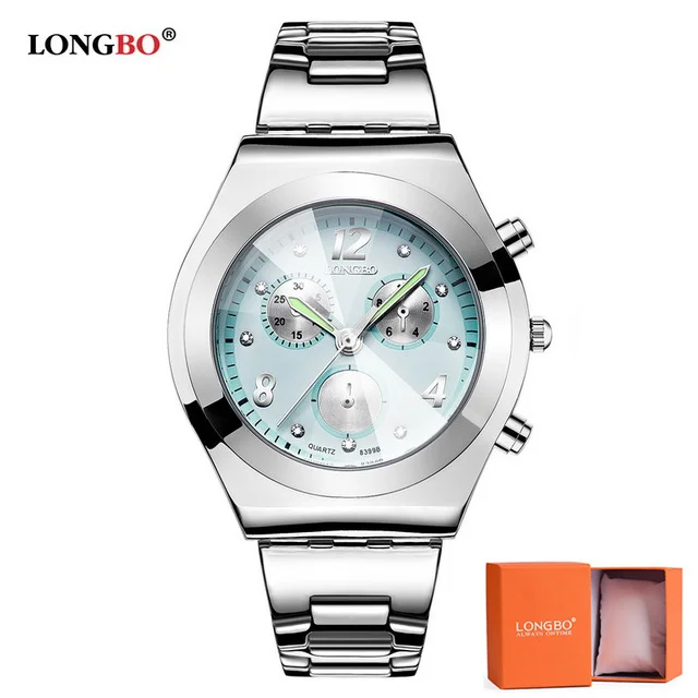 Бренд LONGBO новые женские часы Роскошные модные женские кварцевые часы Классические водонепроницаемые женские наручные часы Reloj Mujer 8399 - Цвет: light blue 3