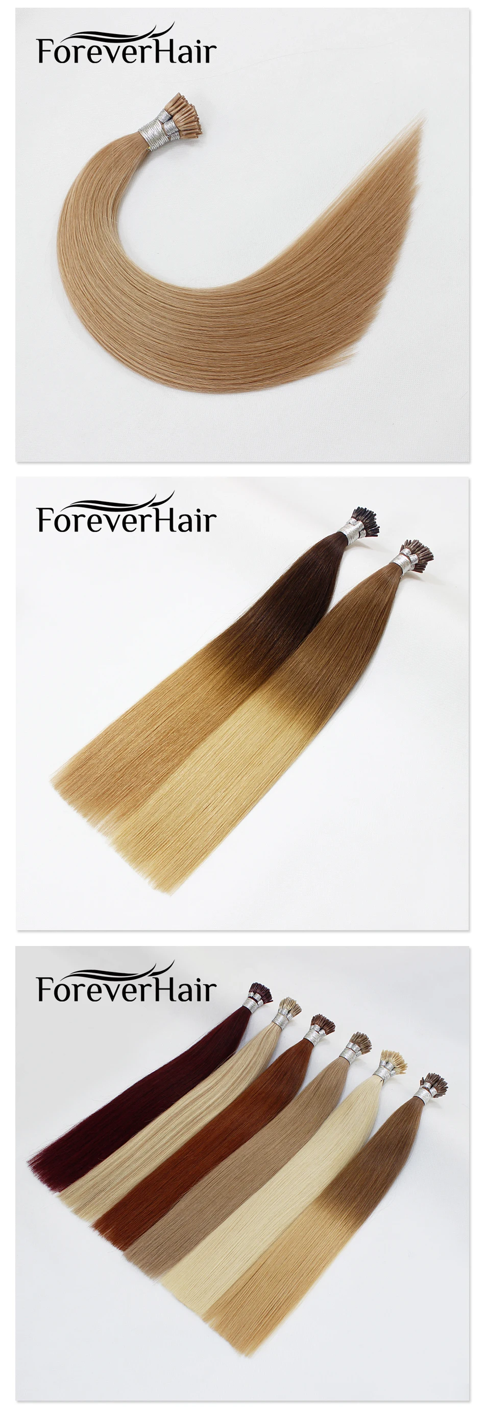 FOREVER HAIR г/локон 0,8 14 "100% Remy Европейский I Tip Наращивание волос Fusion Кератин скрепленные натуральные человеческие волосы 50 шт./pac