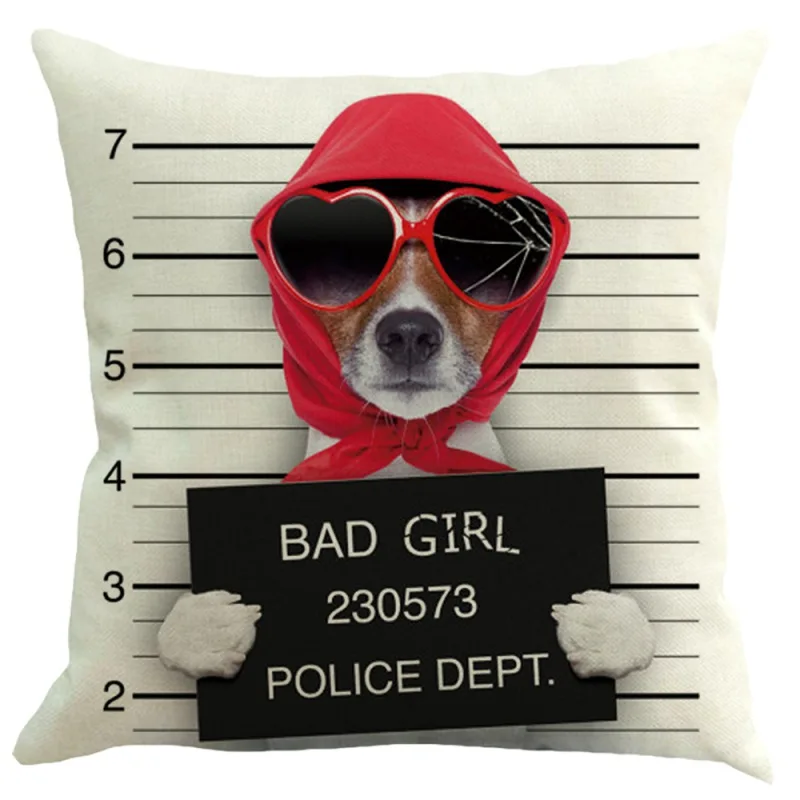 1 Cute Bad Dog/Bad Girl/Guilty Pillowcase Square Cotton Linen Throw Pillow Cover for Home Bed Couch - Цвет: 1